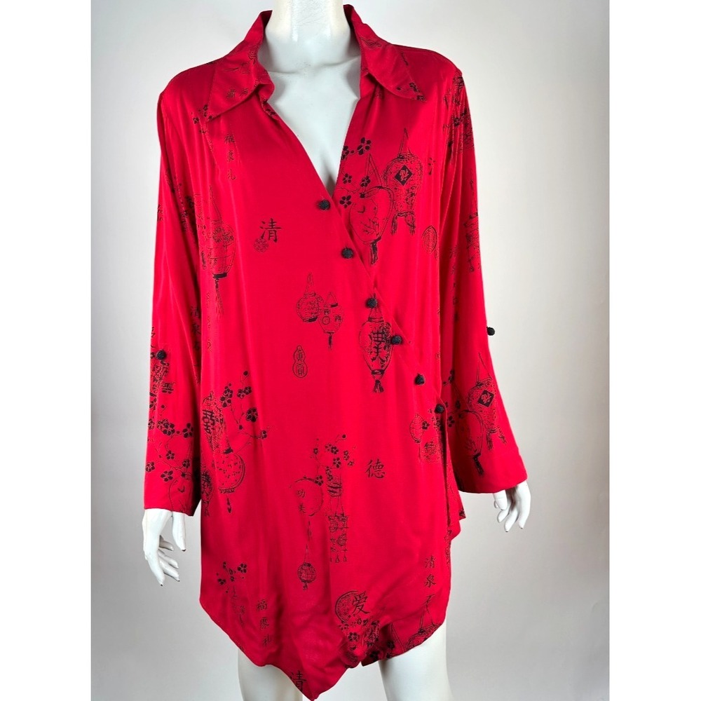 Soft Surroundings Pagoda Shirt Tunic Top Women 2X NWOT Long Sleeve Asian Lantern